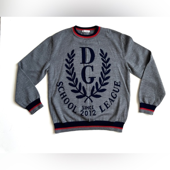 Dolce & Gabbana Gray Kids Sweater with Navy Accents